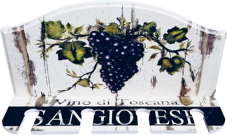 Porta Taças de Vinho Vino di Toscana Branco - 4 Taças - em MDF