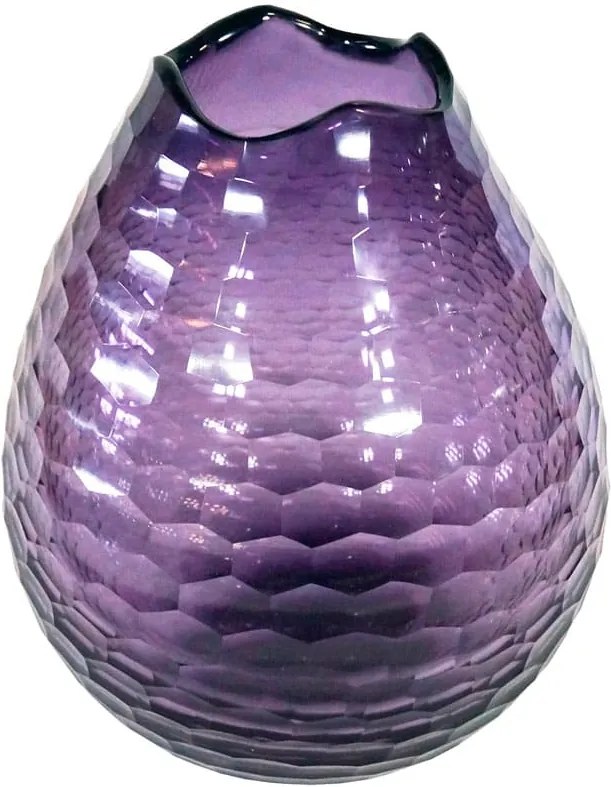 Vaso Decorativo em Vidro na Cor Violeta - 25x20cm