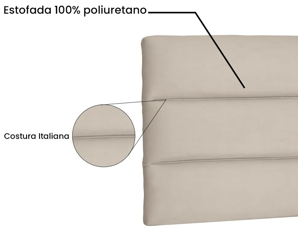 Cabeceira Painel La Italiana Para Cama Box Casal 140 cm Suede - D'Rossi - Bege