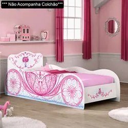 Cama Carruagem Infantil Princess M08 Branco/Rosa Acetinado - Mpozenato