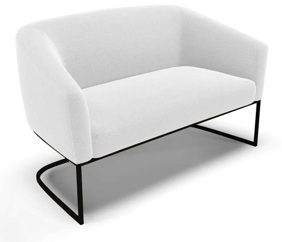 Sofá 2 Lugares Namoradeira Industrial Preto Stella Bouclê D03 - D'Rossi - Off White