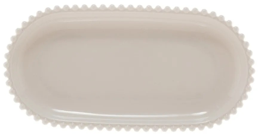 Travessa Oval 25Cm Beads Branco - Bon Gourmet