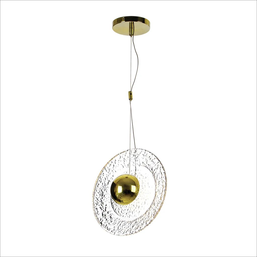 Pendente Cerchio Ø27,5X9,5Cm Disco De Vidro E Metal Alumínio 01Xled 5,... (CAFÉ)