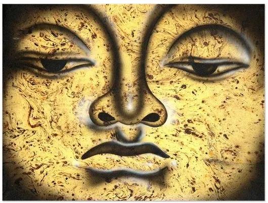 Pintura em Tela Buda Textural Amarelo 40x30cm