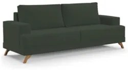 Sofá 3 Lugares 200cm Living Pés Curvos Santi D05 Suede Verde - Mpozena