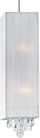 Pendente Filka III 50cm de Metal Tecido e Cristal Moderno Branco