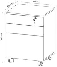 Gaveteiro 3 Gavetas Com Rodízios ME4148 Nogal - Tecno Mobili