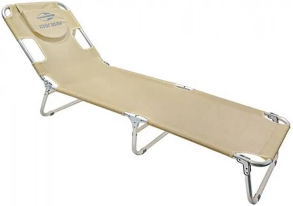 Cadeira Espreguiçadeira Mormaii Aluminio Textilene Areia Bege Belfix