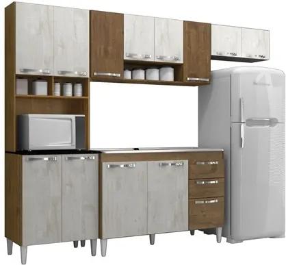 Cozinha Compacta com Balcão Carol 12 Portas Malbec/Aspen/Malbec - MPdecor