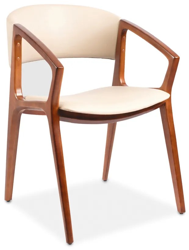 Cadeira com Braço Camilly Estofada Estrutura Madeira Liptus Design Sustentável BIANO