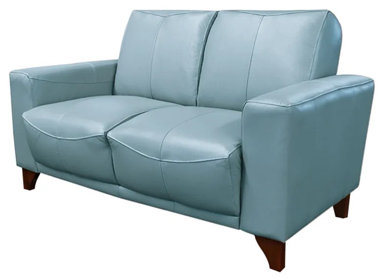 Sofá Decorativo Emily 2 Lugares Sala de estar 145cm Pés em Eucalipto Couro Azul Celeste G40 - Gran Belo