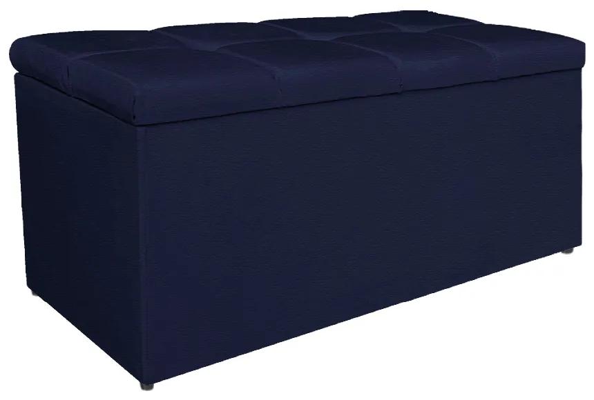 Calçadeira Estofada Manchester 90 cm Solteiro Corano Azul Marinho - ADJ Decor