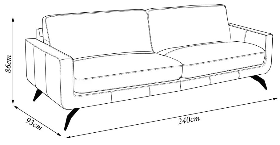 Sofá Decorativo Thalia 3 Lugares Sala de estar 240cm Pés em Aço Couro Caramelo G88 - Gran Belo