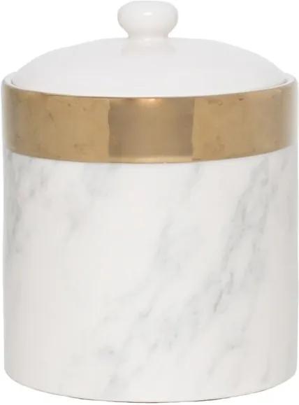 Potiche Porcelana Marble Branco Dourado 12x15cm 60598 Royal