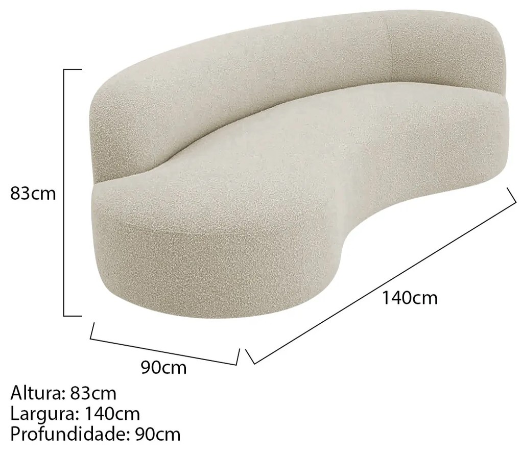 Divã Recamier Orgânico Tokyo 140cm Lado Esquerdo Bouclé - ADJ Decor