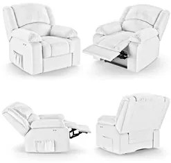 Poltrona do Papai Reclinável Pietra Power Touch FH9 PU Branco - Mpozen