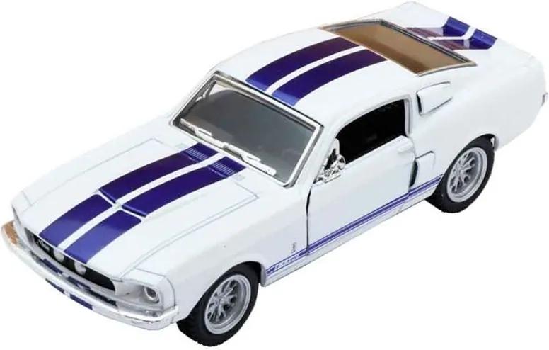 Miniatura 1967 Shelby Gt 500 Escala 1:38 Branco E Azul
