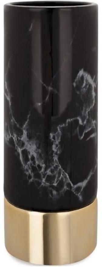 Vaso de Cerâmica Mármore Negro 25cm 9047 Mart