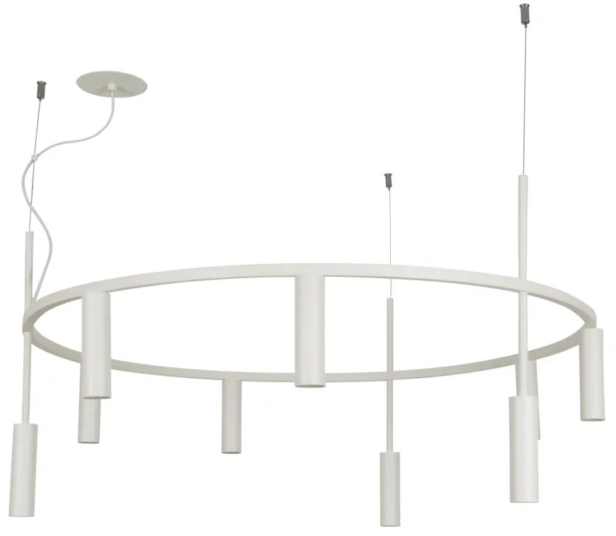 Pendente Platinum Circular Ø80X44,5Cm 9Xmr11 - Usina 16931/80 (PT / CP-M - Preto Texturizado / Champanhe Metálico)