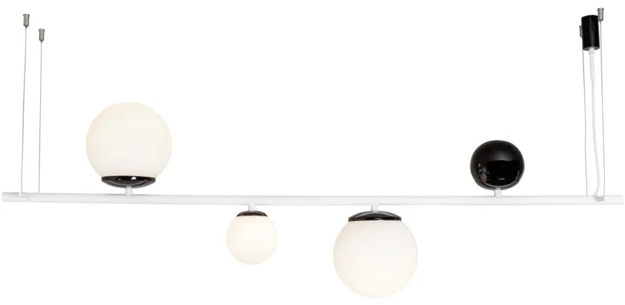 Pendente Organic Horizontal 20X10X140Cm Alumínio E Globo Ø12Cm / Ø20Cm... (BT / CB-P - Branco Texturizado / Cobre Brilho Polido Verniz)