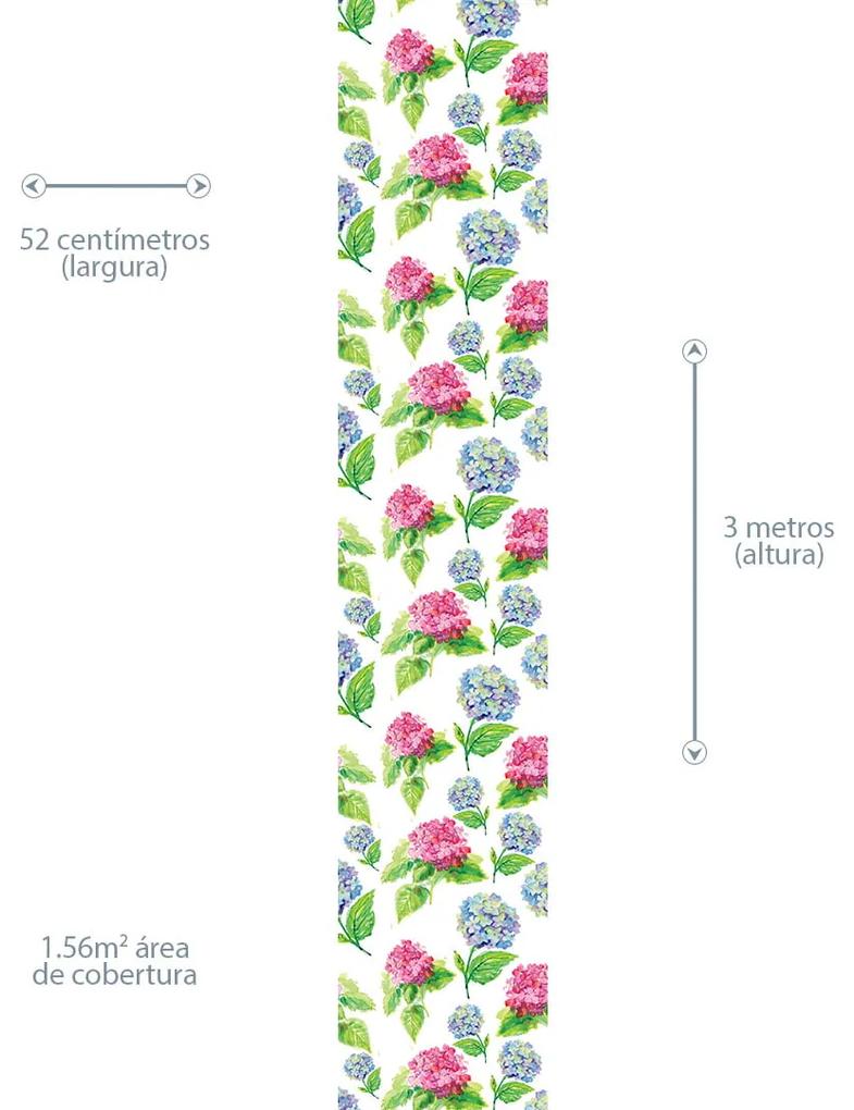 Papel de Parede Floral Pintado a Mão 0.52m x 3.00m