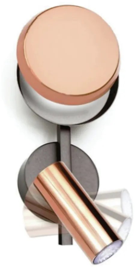 Arandela Eclipse Mista Móvel 12X06X30Cm Discos Metal Aluminio 01X Mr11... (BRANCO / COBRE BRILHO, 110V)