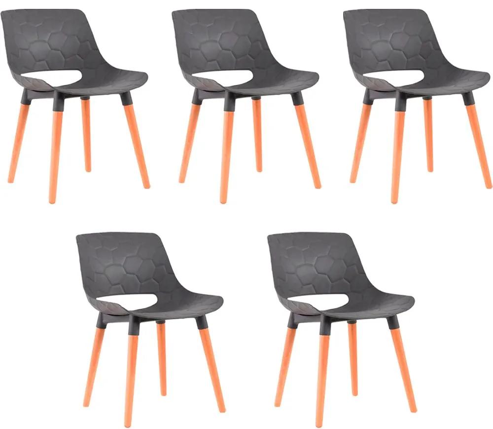 Kit 5 Cadeiras Decorativas Para Salas e Cozinhas LivClean (PP) Cinza - Gran Belo