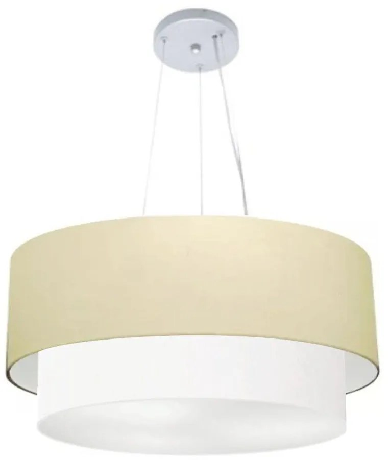 Lustre Pendente Duplo Cilíndrico Vivare Md-4371 Cúpula Tecido 80x70cm - Bivolt