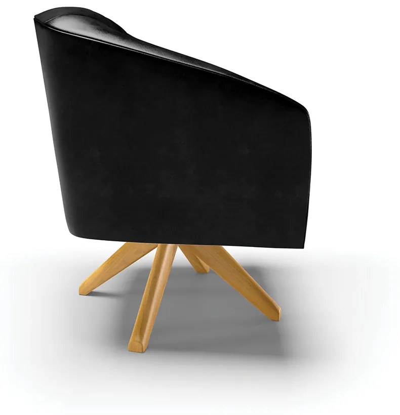 Poltrona Decorativa Giratória MA30 Stella Sintético PU Preto D03 - D'Rossi