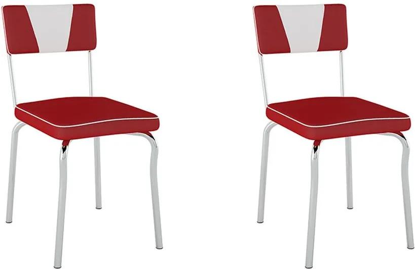 Cadeiras Kit 2 Cadeiras Retrô Pc13 Assento/Encosto Vinil Vermelho - Pozza