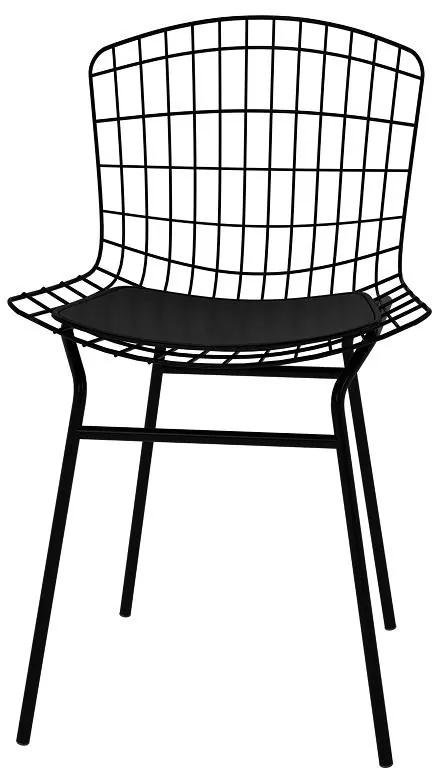 Cadeira Bertóia Aço Aramado Preta Com Assento Preto