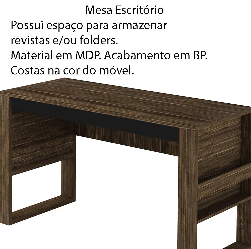 Mesa com Aplique para Escritório Home Office ME4146 MDP Nogal/Preto G69 - Gran Belo