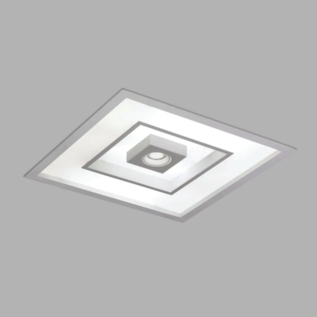 Luminária De Embutir Focus Quadrado C/ Aba 4Xe27 + 1Xmr16 38X38X10Cm |... (CP-M - Champagne Metálico)