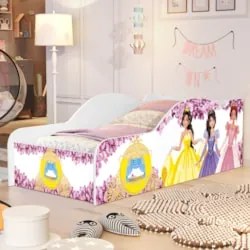 Mini Cama Infantil 148x68cm Personagens Princesa Rosa Z53   - Mpozenat