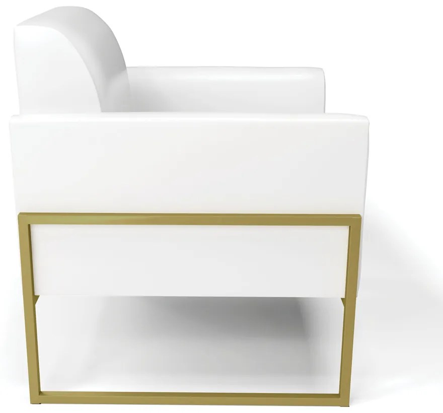 Poltrona Base Industrial Alta Dourado Marisa Corano D03 - D'Rossi - Branco