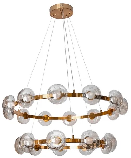 Pendente Led Vidro Metal Bronze 84w 3000k