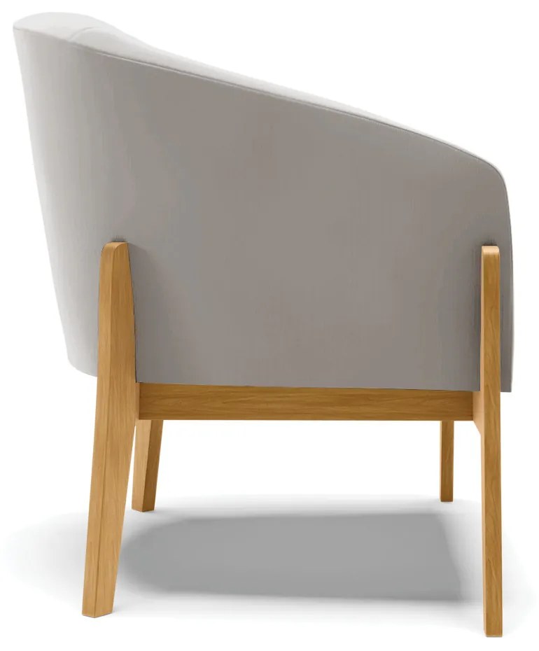 Poltrona Decorativa Base de Madeira kit 2 Stella Veludo Cinza D03 - D'Rossi