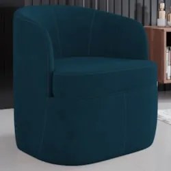 Poltrona Giratória Decorativa para Sala Dandara Z08 Veludo Azul - Mpoz