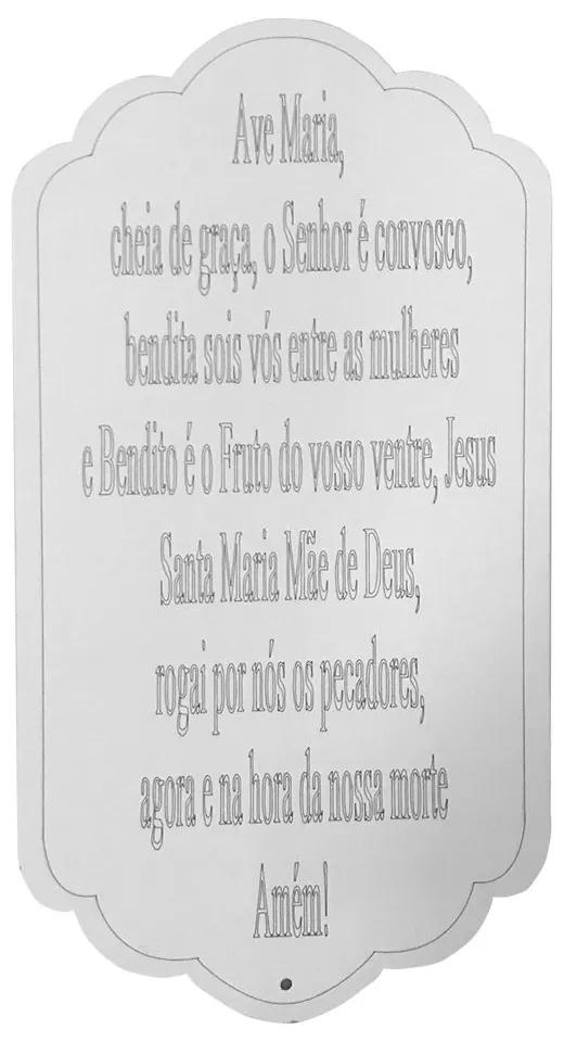 Placa Decorativa Oração Ave Maria MDF 30x15,5 cm Branco - D'Rossi