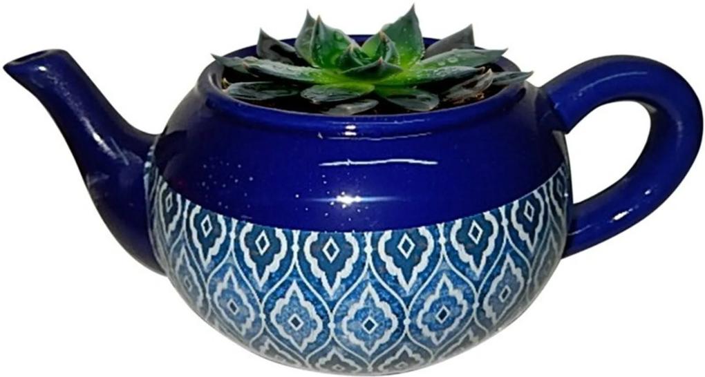 Cachepot Urban Home de Cerâmica Azul Teapot Marrocan  n