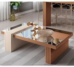 Mesa de Centro com Espelho Luna Nature/Off White - HB Móveis