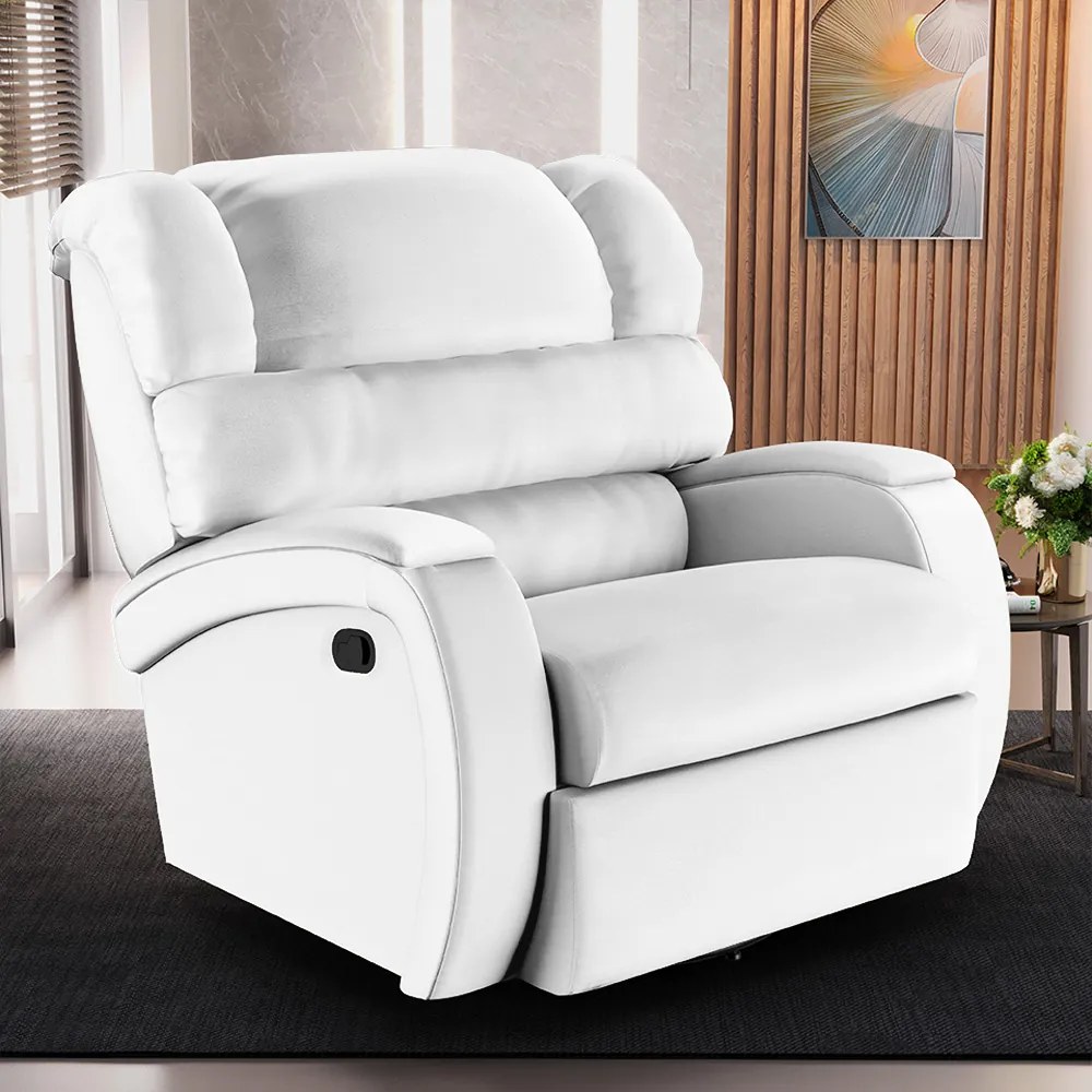 Poltrona do Papai Reclinável Napoli Glider Giratória Massagem PU Branco FH1 - D'Rossi