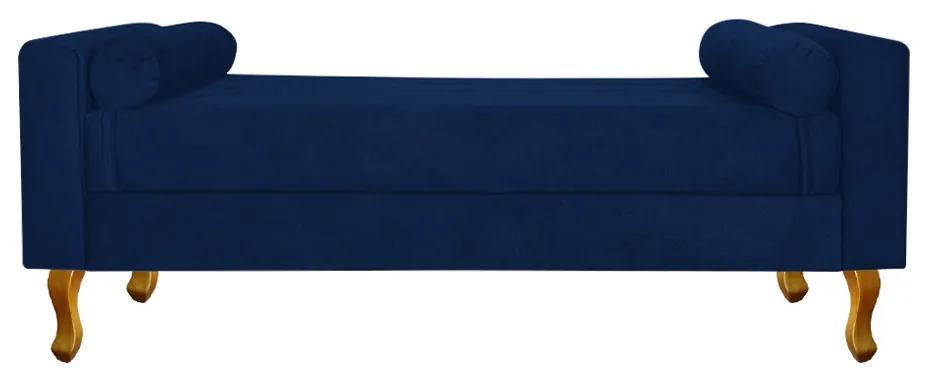 Recamier Baú Félix King Size 195cm Suede Azul Marinho - ADJ Decor