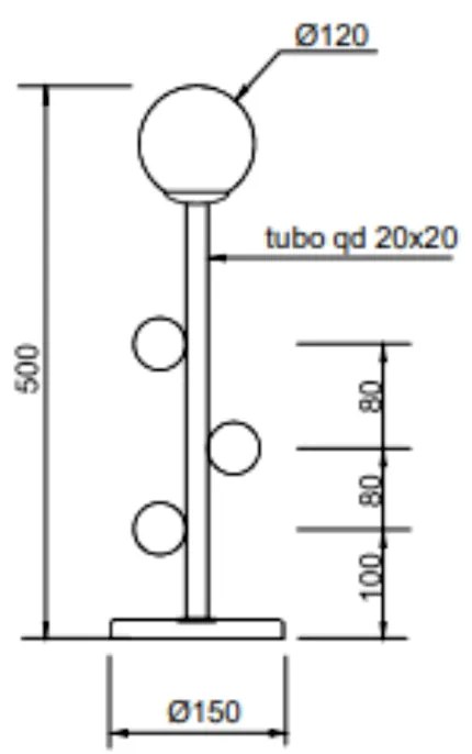 Abajur Graça Ø15X50Cm 01Xg9 Globo 12Cm - Usina 90030/1 (OV-V - Ouro Velho Escovado Verniz, Ambar)