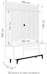 Painel Para TV 75 Pol Diamond e Rack Bancada Safira L06 Tauari/Off Whi