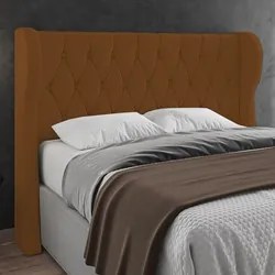 Cabeceira Casal King Cama Box 195cm Malva I02 Veludo Terracota - Mpoze