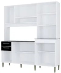 Armário de Cozinha Compacta 180cm Regina P11 Branco/Preto - Mpozenato