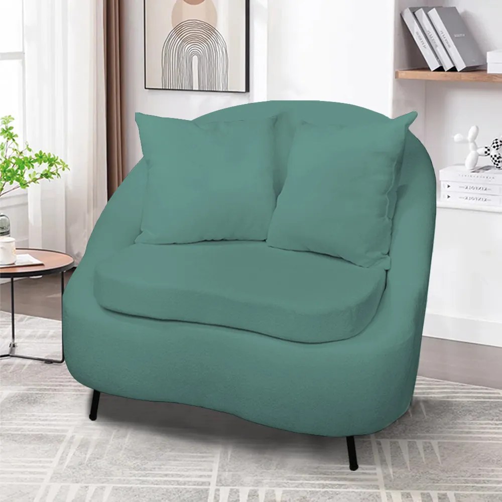 Poltrona Decorativa Orgânica Pé Ferro Pto Zaya Bouclê C05 - D'Rossi - Verde Menta