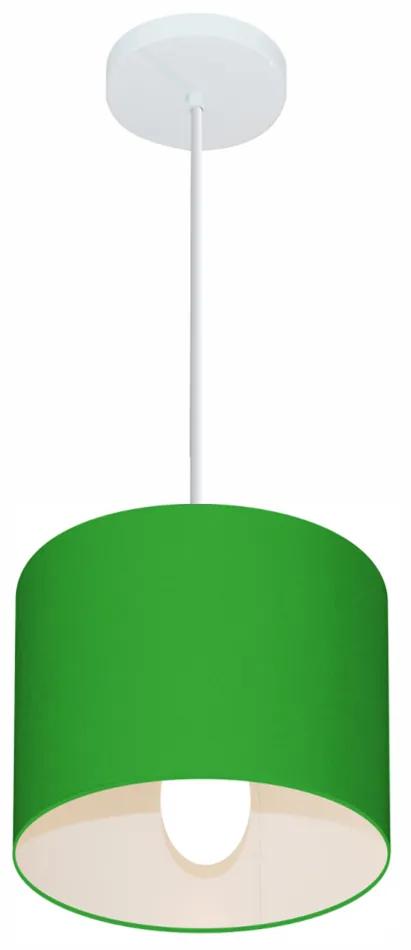 Lustre Pendente Cilíndrico Vivare Md-4046 Cúpula em Tecido 18x18cm - Bivolt - Verde-Folha - 110V/220V