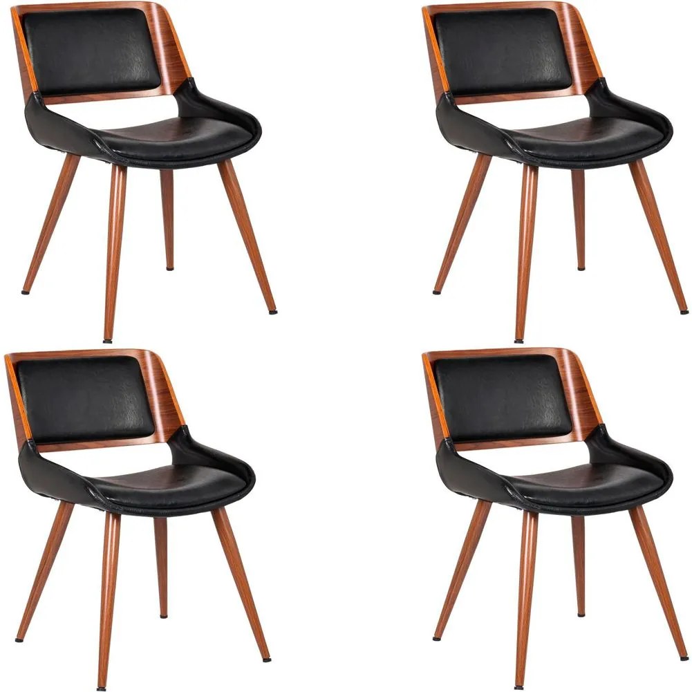 Kit 04 Cadeiras Decorativa Escritório Recepção New Design Pés Madeira Preta - Gran Belo